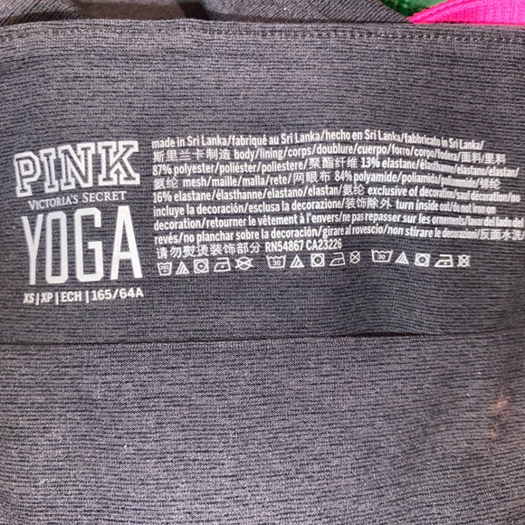 Victoria's Secret Pink Bling Super Soft Strappy Leggings Gray Gold Logo XS GUC! - Picture 2 of 9